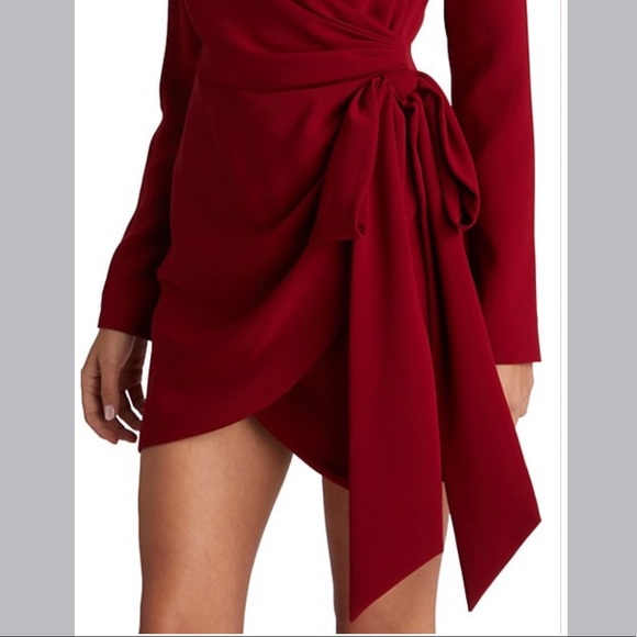 Cinq à Sept Sierra Wrap Minidress in Cranberry - Picture 4 of 12